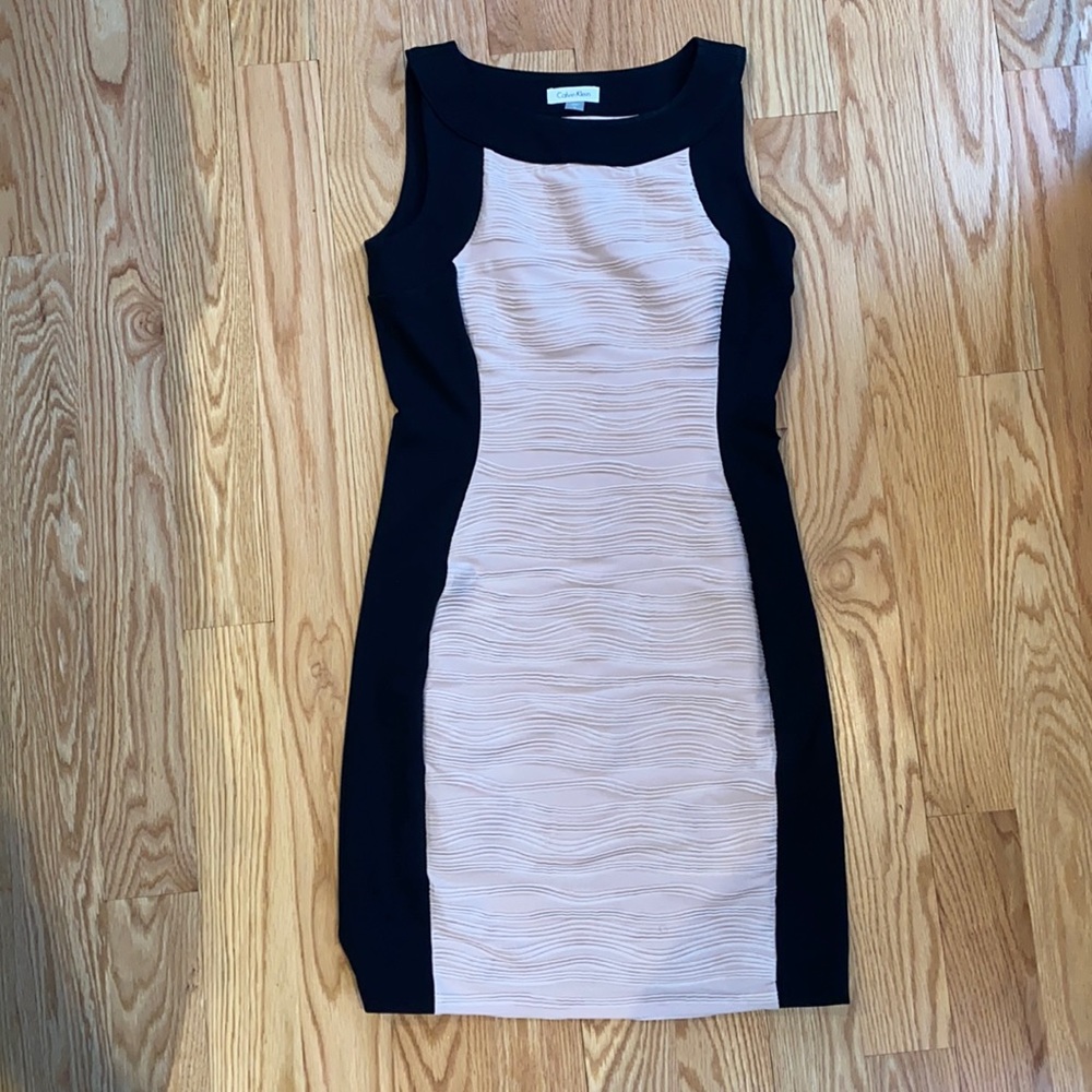 Calvin Klein Black and Cream Sleeveless Dress
